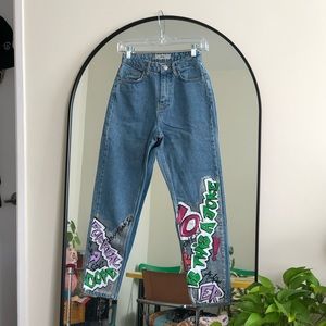 Topshop Funky Graffiti Mom Jeans